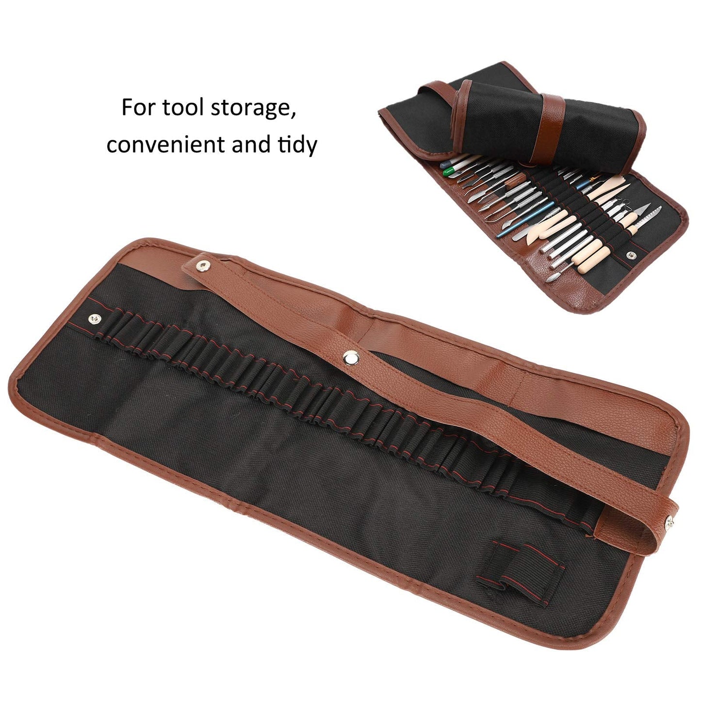 RIZGHWOY Oxford Cloth Storage Case,Tool Pouch Organizer for Painting Pottery Tools with Elastic Band Reinforced Sewing Fabric