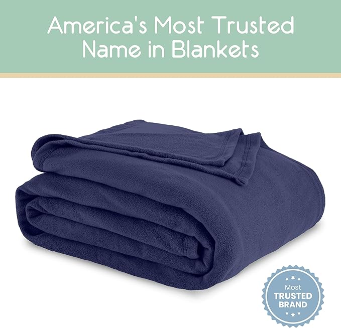 Twin Size Microfleece Blanket - Fleece Bed Blanket - All-Season Comfort -Supersoft Lightweight Throw Blanket - Plush Throw Blanket for Bed Couch or Sofa - Travel Blanket - Pet-Friendly - Navy
