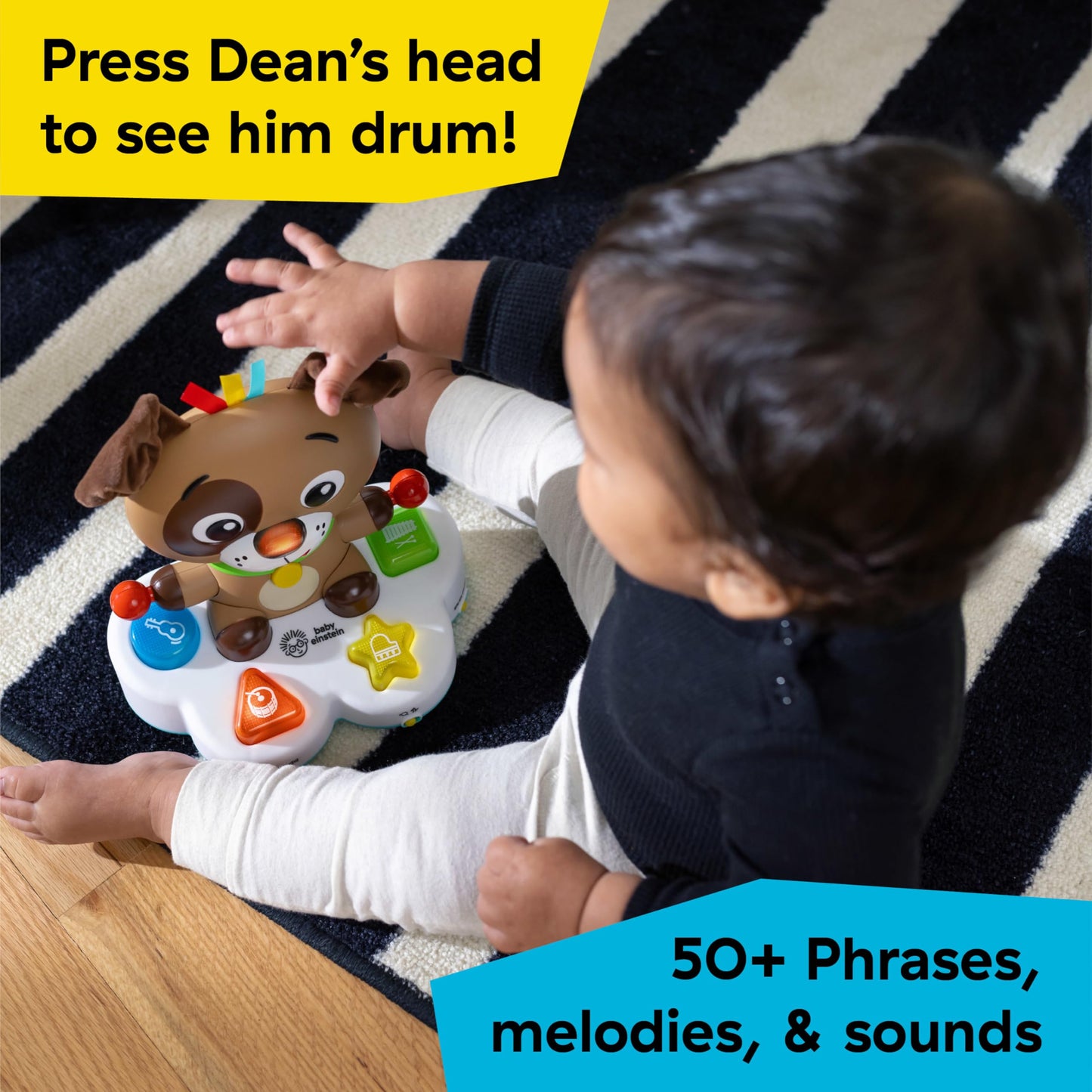 Baby Einstein Drum & Learn Dean Musical Learning Toy, Multisensory, Ages 6 Months and Up