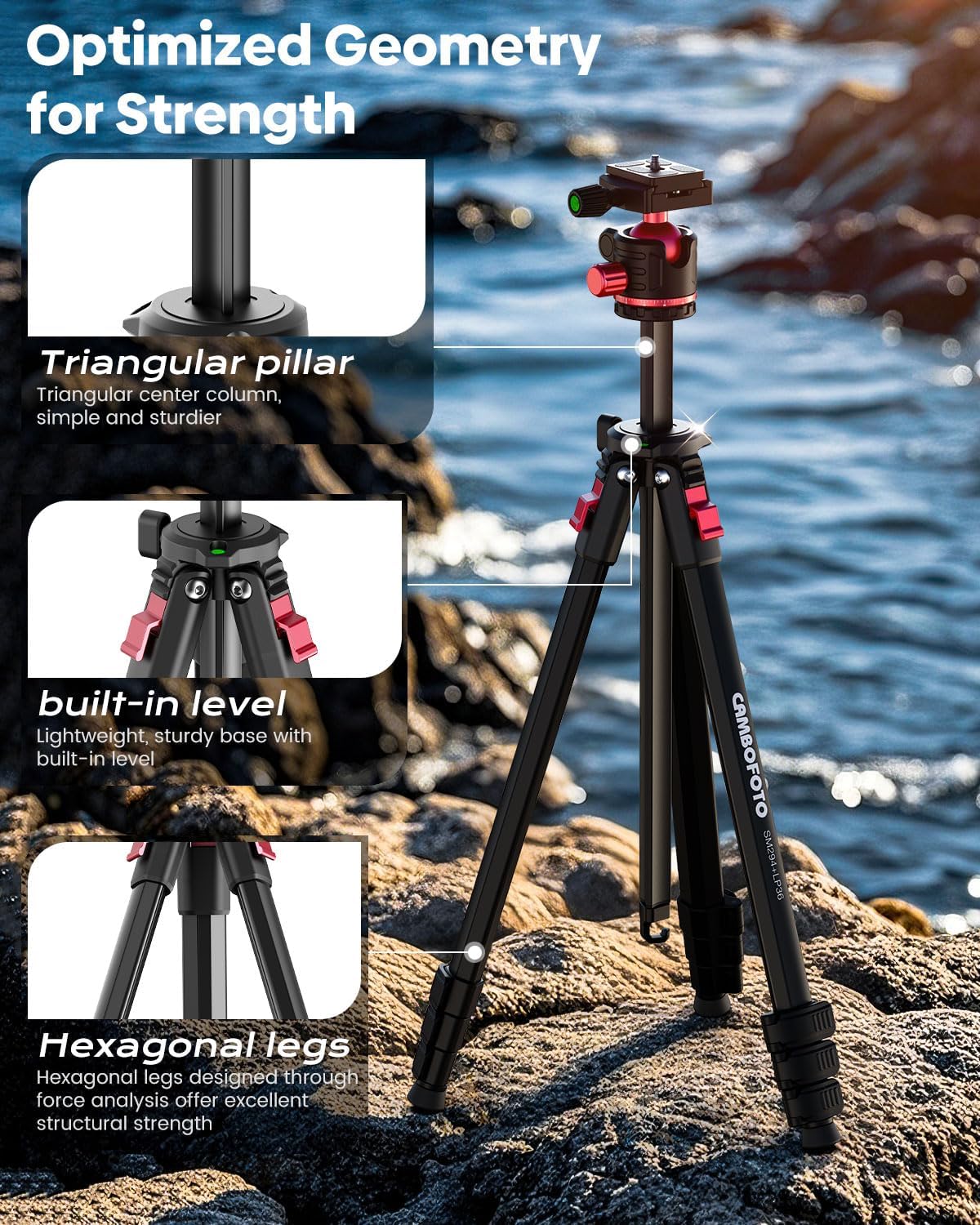 68" Lightweight Travel Camera Tripod with Ball Head, Compact Aluminum Tripod for DSLR/SLR, Compatible with Canon, Nikon, Binoculars, Telescope (Supports 8.8 lbs, Weighs 2.62 lbs)