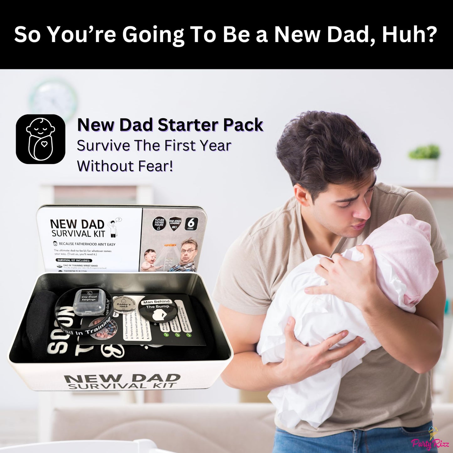 Funny New Dad Gift for First Time Parents | Unique Pregnancy Present for Expecting Fathers to Be | Best New Father Present for Gender Reveal or Baby Shower | Includes Socks, Decision Coin & More