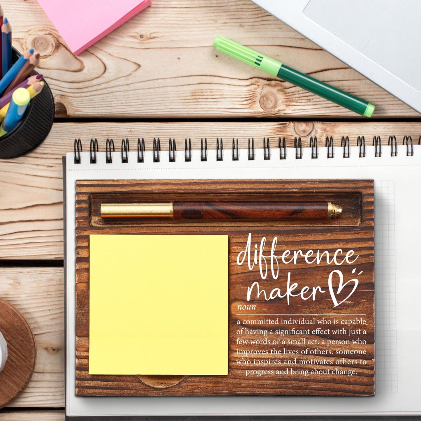 Difference Maker Gift, Difference Maker Appreciation Thank You Gift for Employee Coworker Teacher Mentor Coach Mentor Leader, Difference Maker Company Gift Desk Self-Stick Note Pad Holders TZP09