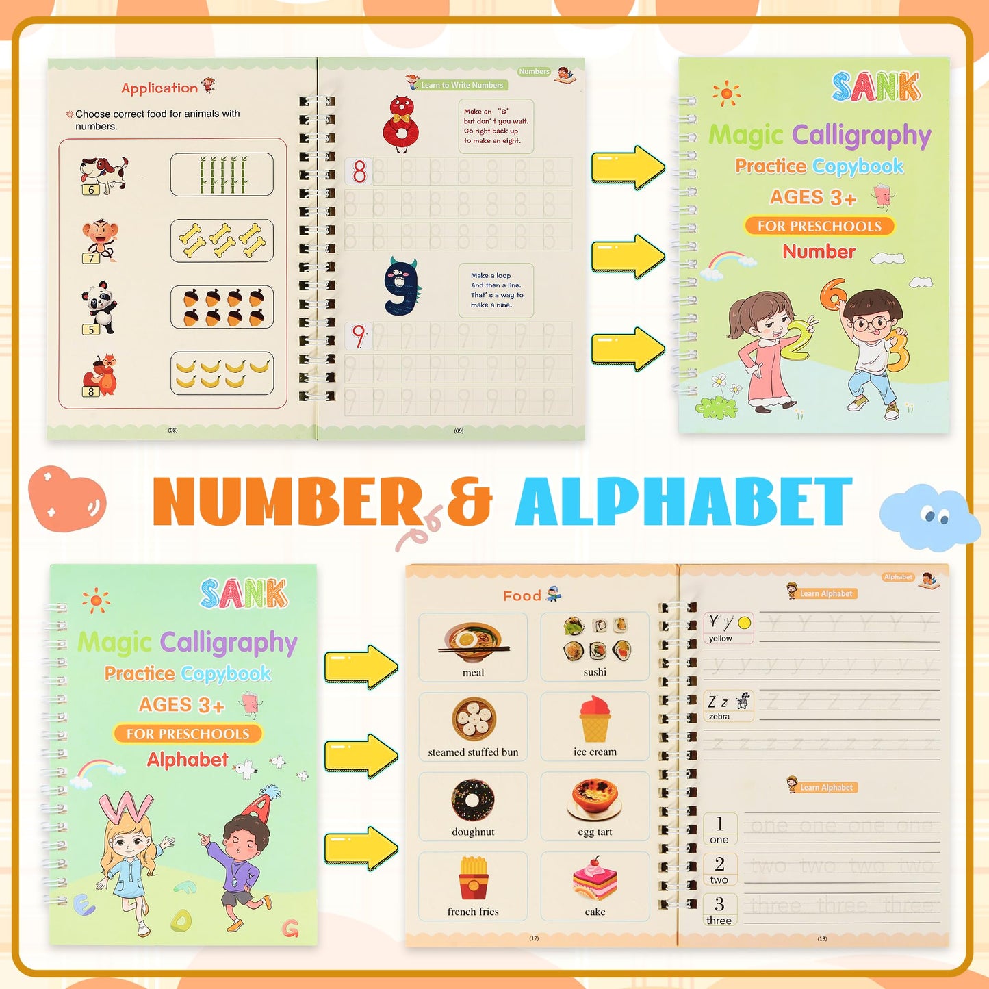Magic Grooved Writing Practice Books, Reusable Grooved Handwriting Practice for Kids 3-8, Grooved Writing Books for Kindergarten Preschool Kids