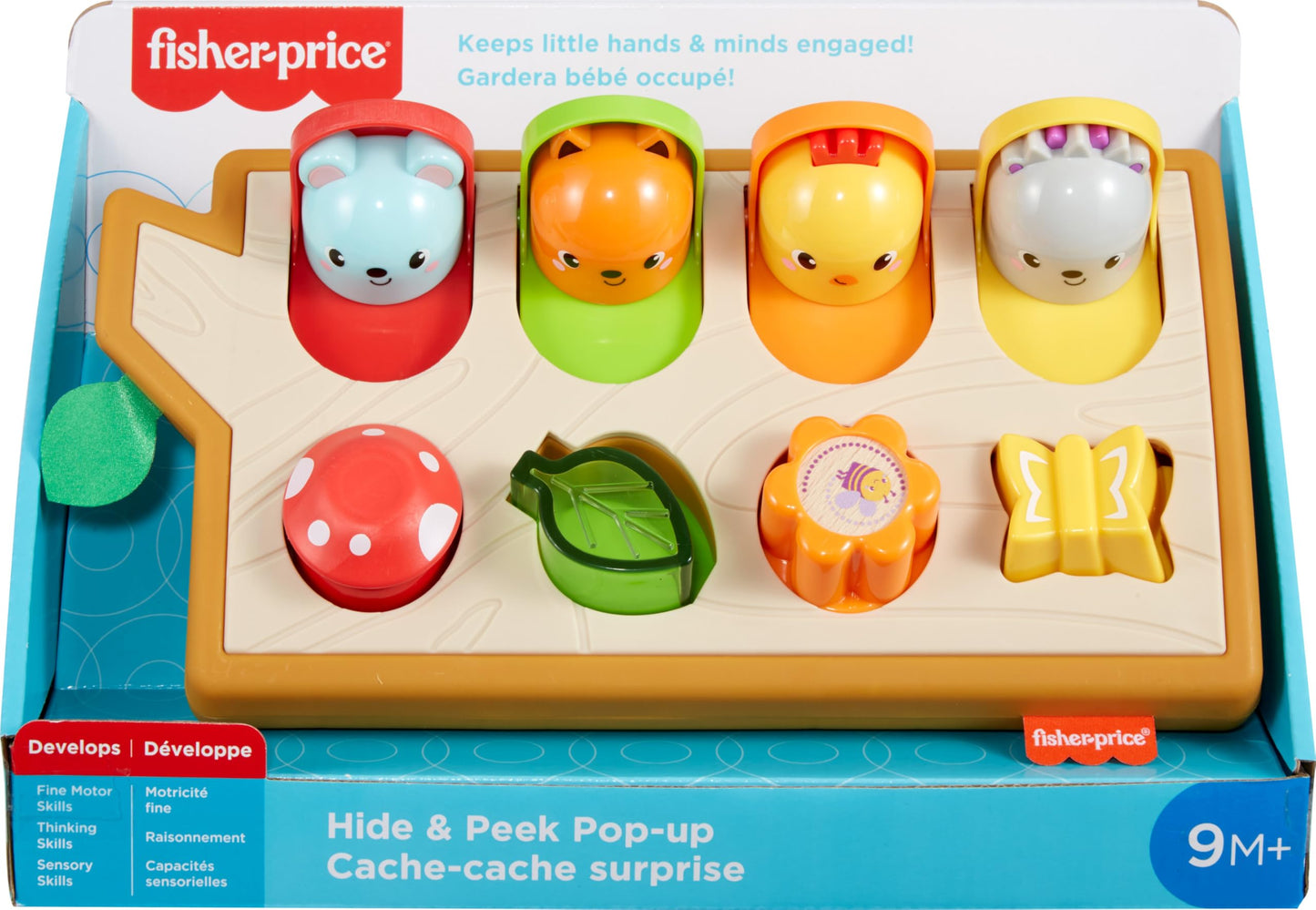 Fisher-Price Hide & Peek Pop-Up, Infant Activity Toy with Real Wood and Fabric Accents for Baby Ages 9 Months and Older