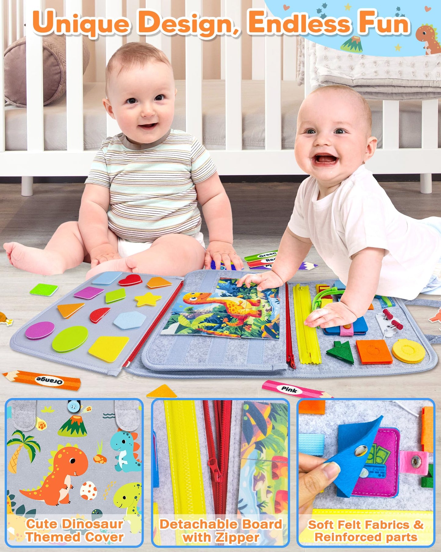 Gojmzo Busy Board Montessori Toys for Toddler Boy Girl Birthday Gifts, Busy Book Sensory Toys for Toddlers, Learning Educational Toddler Travel Activities