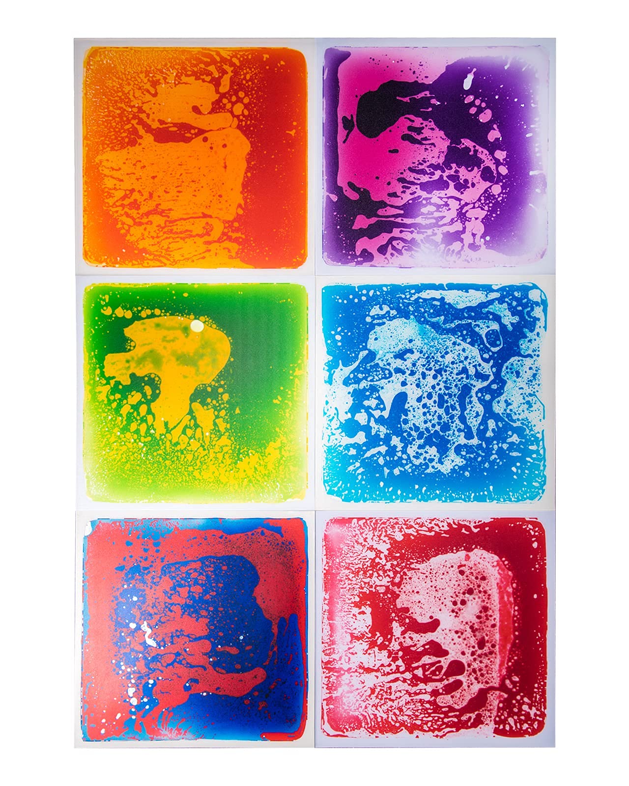 Art3d 6-Tile Sensory Room Tile Multi-Color Exercise Mat Liquid Encased Floor Playmat Kids Play Floor Tile, 19.7" Large Tile 16 Sq.Ft