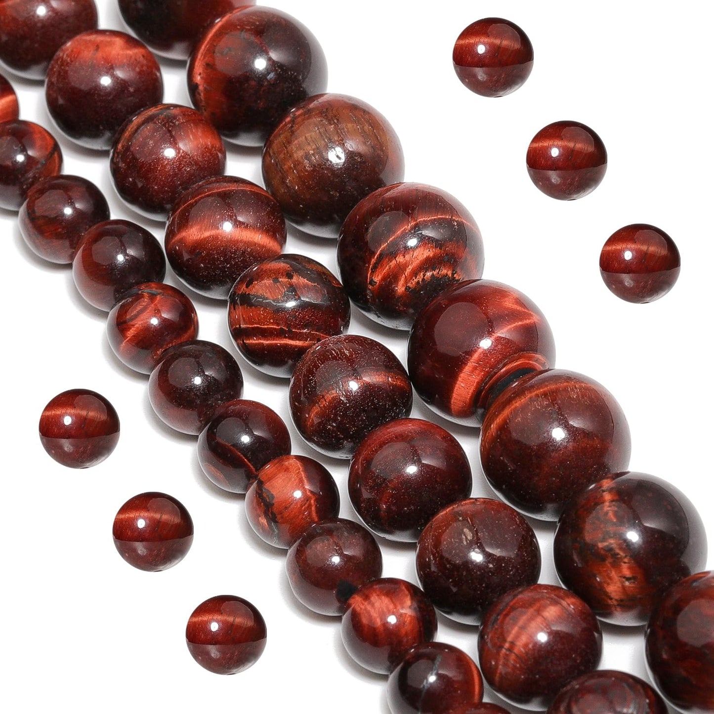 Yochus Natural Tiger Eye Beads, 60Pcs 6MM Onyx Agate Color Enhance Round Loose Beads Bulk, DIY Charm Smooth Gemstone Beads for Jewelry Making(4mm 8mm 10mm 12mm Beads)