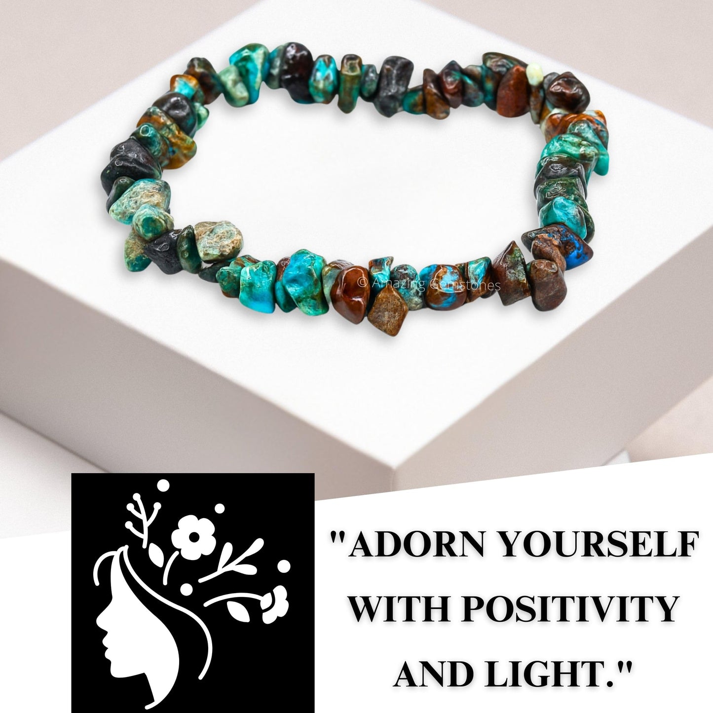 Amazing Gemstone Chips Bracelet (Chrysocolla)