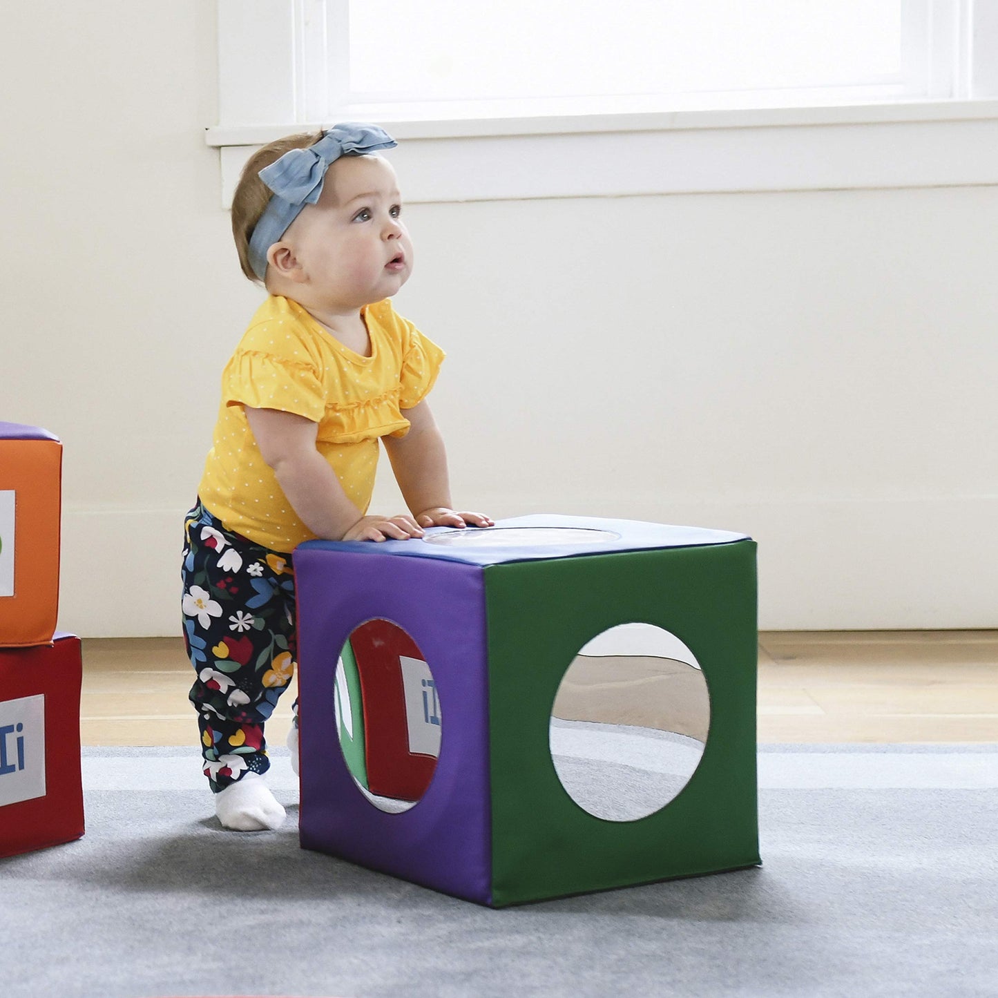 ECR4Kids SoftZone Mirror Activity and Sensory Play Cube, Baby Essentials, Assorted