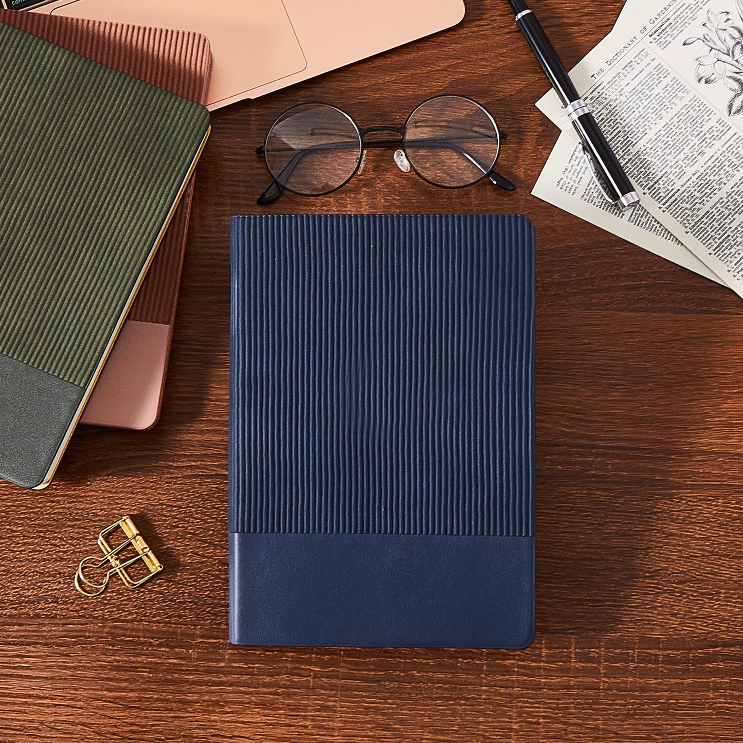 TSFPapier Lined Journal Notebook for Work College Ruled Note Book 5.79"x8.27"A5 PU Leather Daily Journaling 216 Pages for Women Men Writing Home School Supplies Business (Dark Green)