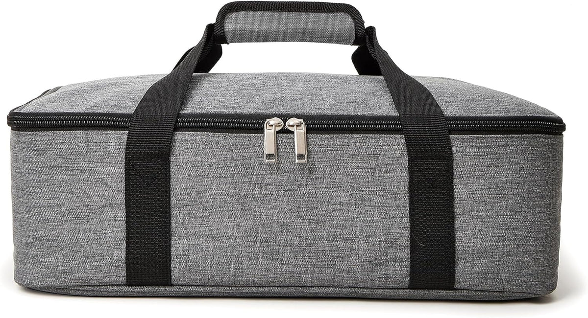 Lestyn Insulated Casserole Carrier Bag - Portable Reusable Food Transport Tote Bag Fits 9x13 Lasagna Baking Dish Pan to Keep Food Hot/Cold for Gathering/Potluck Parties/Cookout/Camping/Offices-Gray