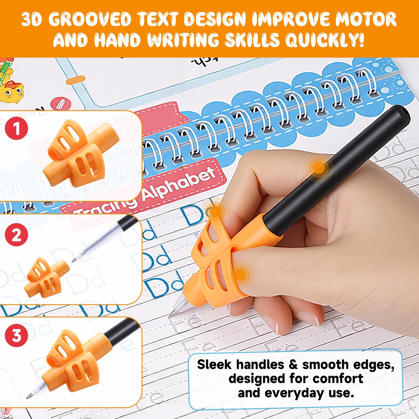 LUVORA Magic Grooved Writing Practice for Kids Ages 3-8, Reusable Handwriting Practice Books Set (6 Books) with Disappearing Ink Pens, Letter/Number Tracing, Preschool & Kindergarten Learning Kit