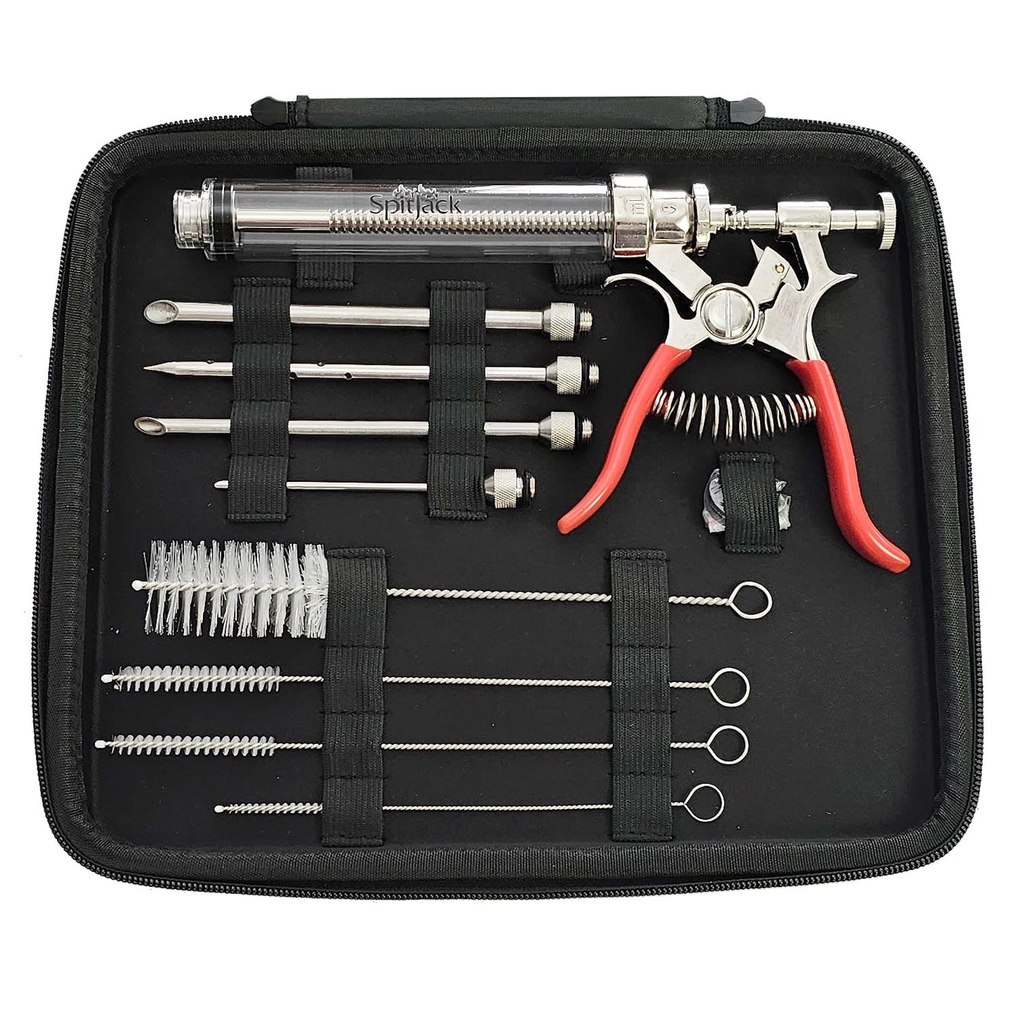 SpitJack PULSE Meat Injector Gun, BBQ Meat Marinade Injector Kit for Brisket, Pork Shoulder, Turkey and Chicken, 50ml with 4 Stainless Steel Needles, Case and Guide