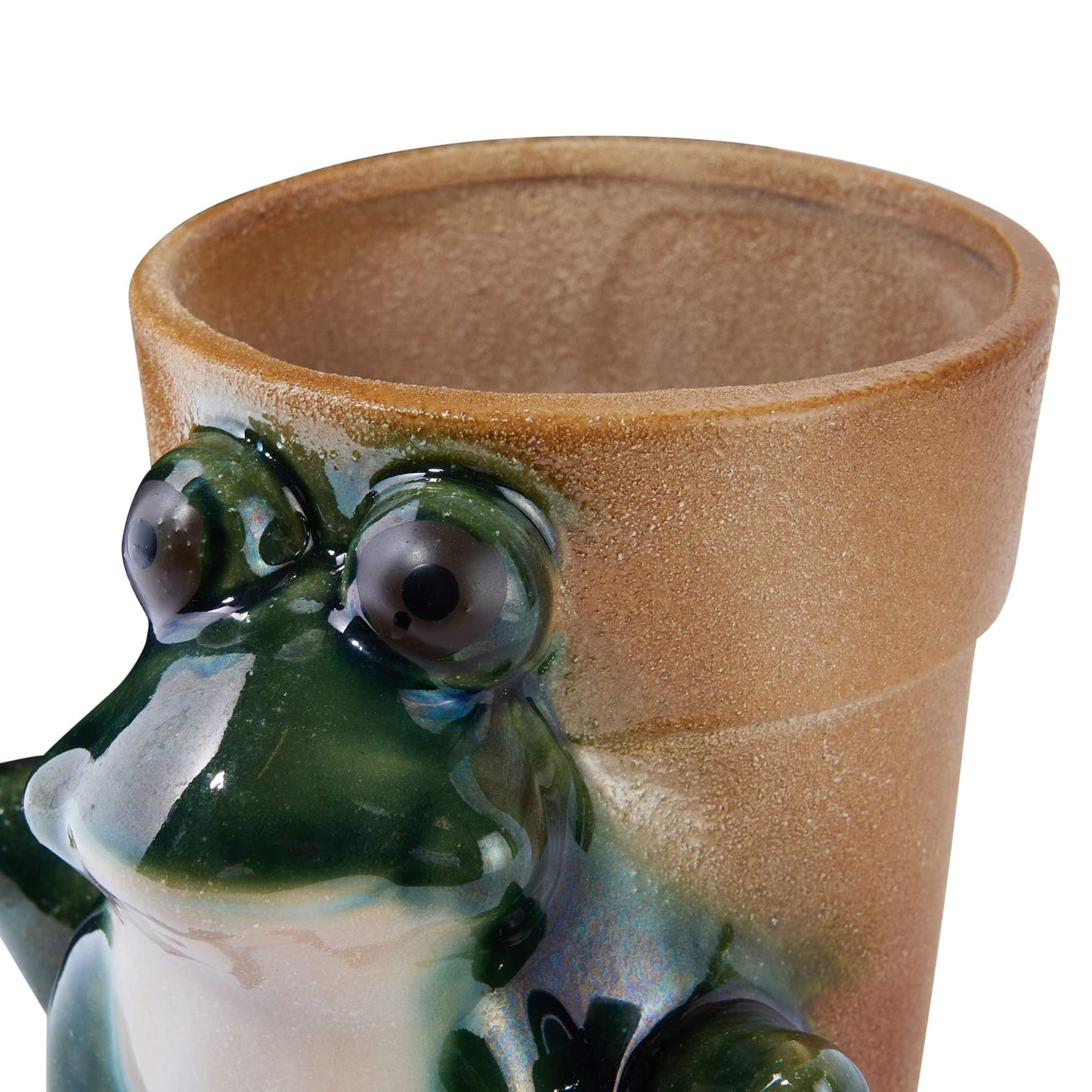 Creative Co-Op Stoneware Frog Planter, Green