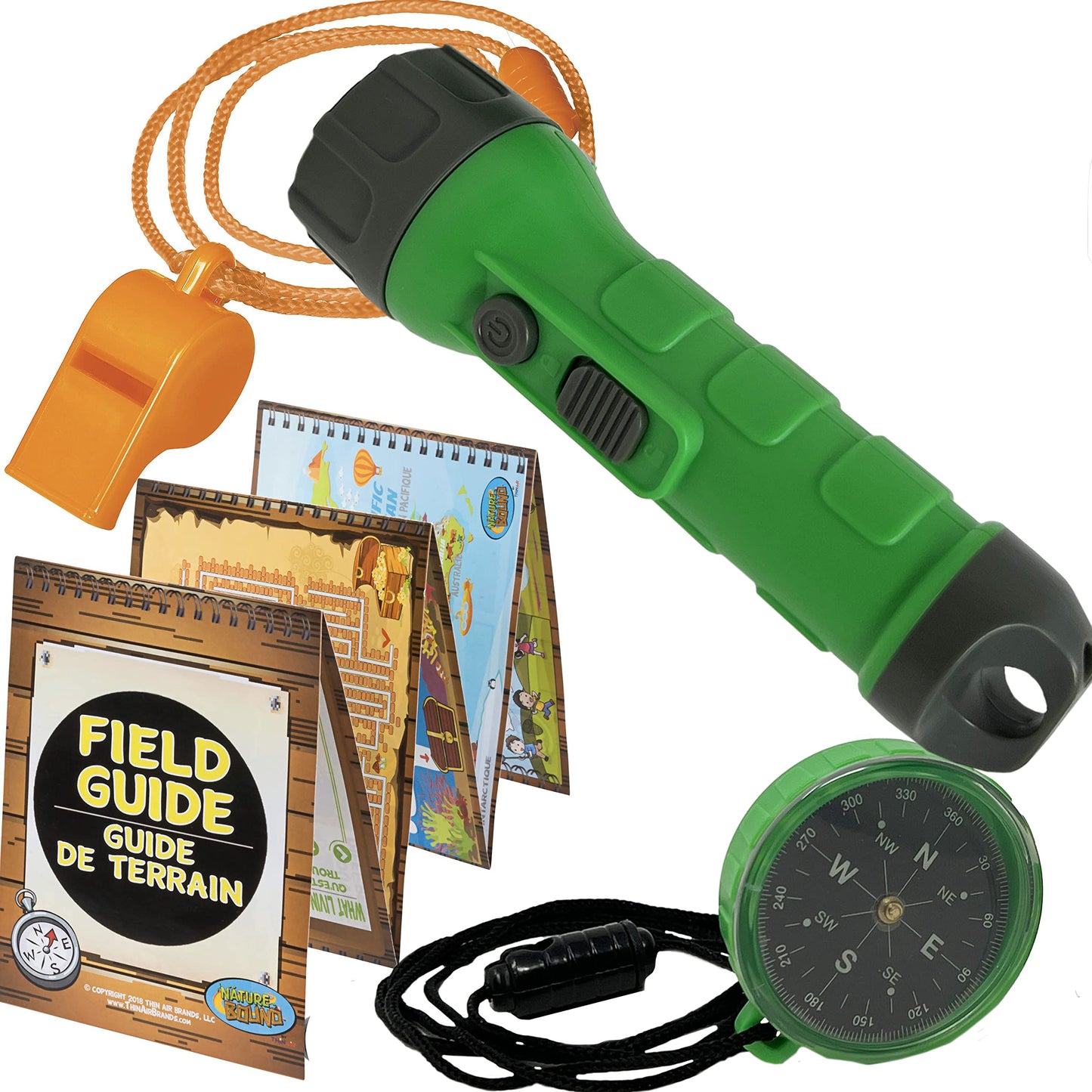 Nature Bound Outdoor Explorer Kit with Flashlight, Compass, Whistle, and Field Guide, Gift for Boys and Girls for Hiking, Camping, and Exploring Nature