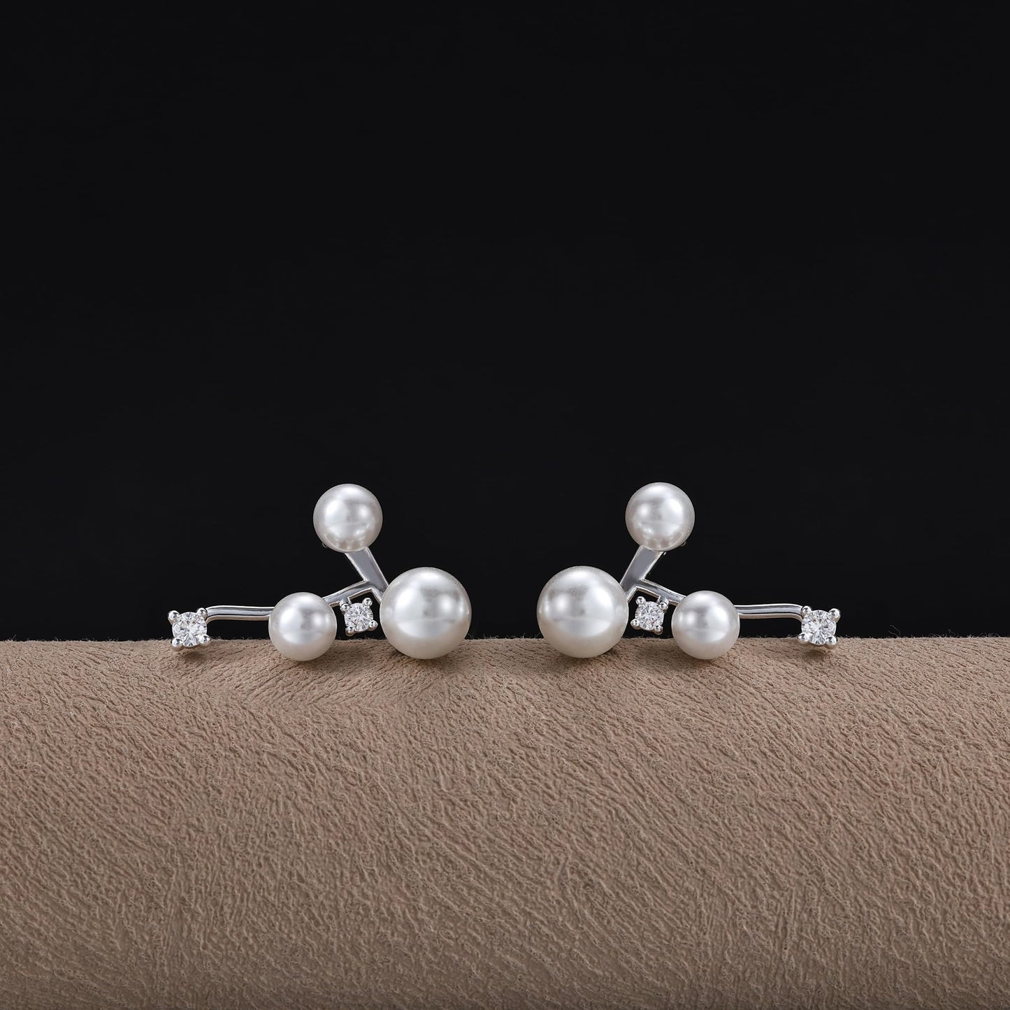 Freekiss Silver Vintage Pearl Ear Jacket Earrings: Dainty Front Back Earrings with Pearl CZ Sterling Silver Plated Bridal Wedding Eearring Set Hypoallergenic Jewelry for Women
