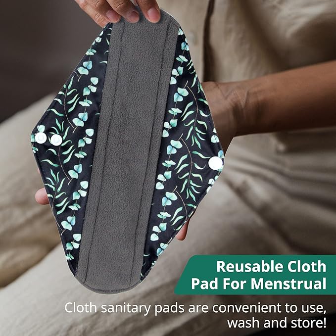 Langsprit Absorbent Reusable Menstrual Sanitary Pads/Washable Cloth Menstrual Period Pads,Reusable Panty Liners(Winter,M)
