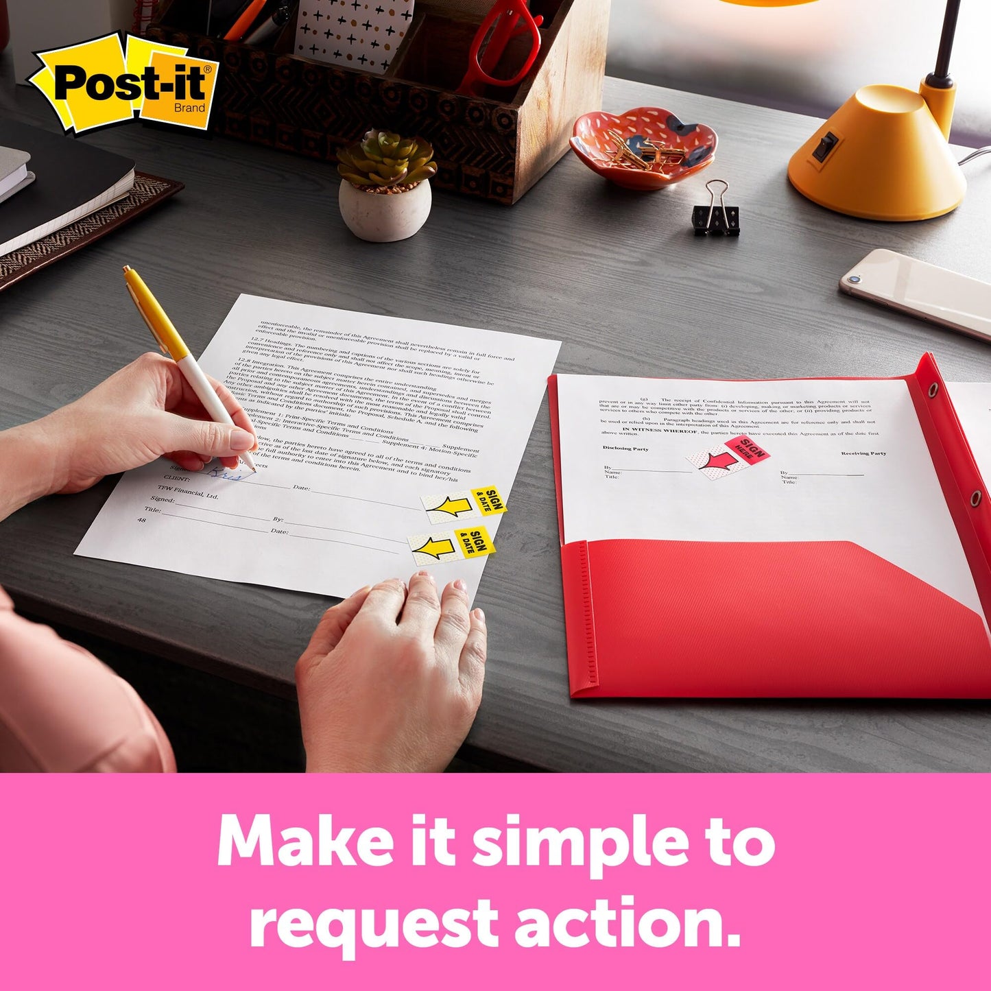 Post-it Message Flags, Sign Here 1 in. x 1.7 in., One Dispenser with 200 -Count Red Sticky Tabs Per Dispenser, Removable Page Markers to Mark Tax, Real Estate, and Legal Documents (200 Flags Total)