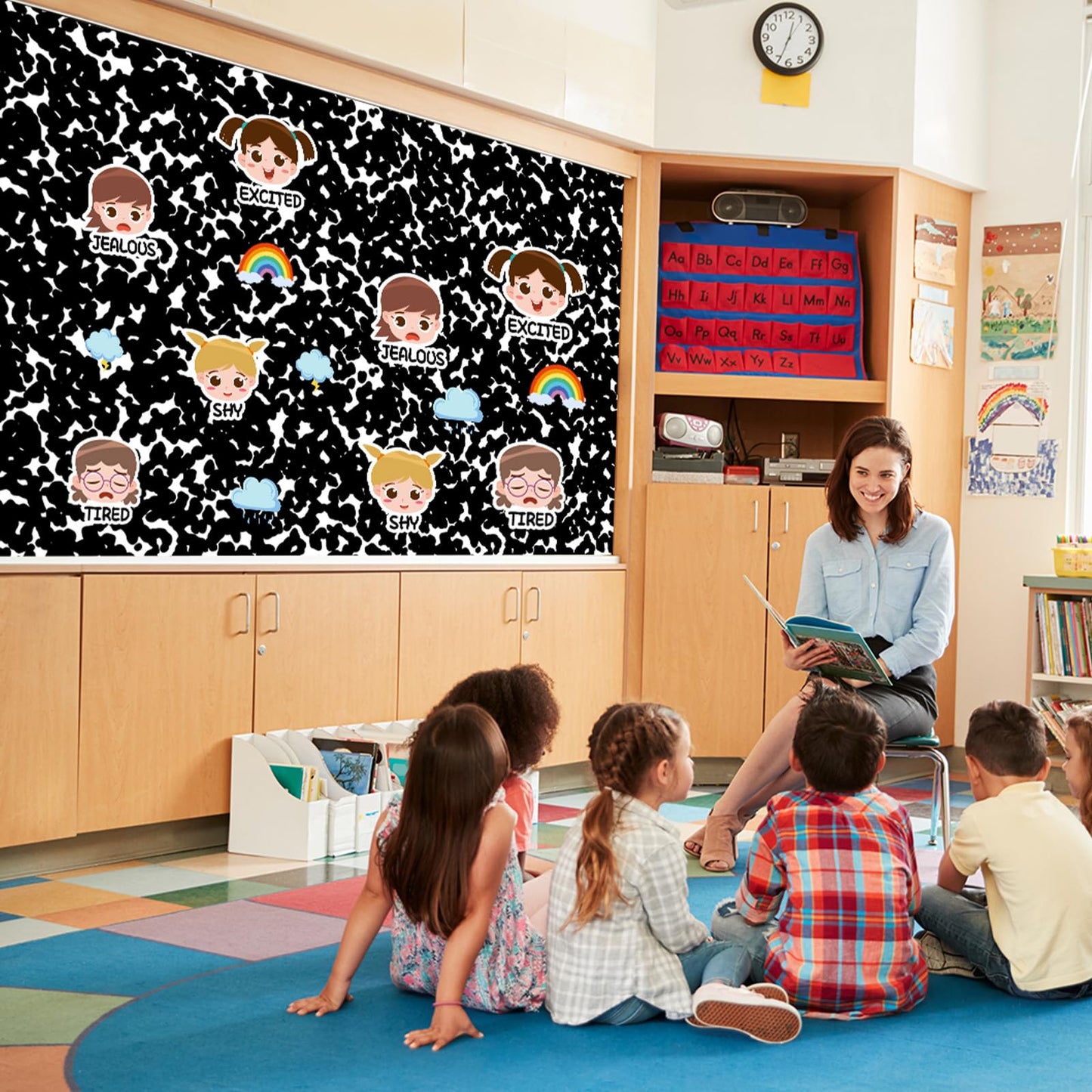 2 Rolls Composition Bulletin Board Paper Roll Non-Woven Bulletin Board Background Reusable Waterproof Classroom Poster Fade Resistant Poster for Classroom Decor Wrapping Craft Supplies 15.6In x 12 Ft
