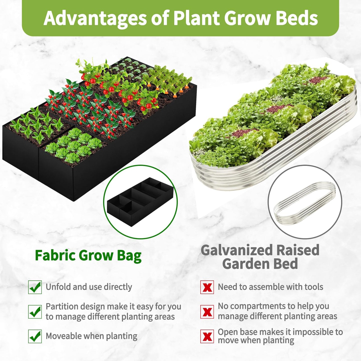 Fabric Raised Garden Bed, 6 x3 x1 FT Large Garden Grow Bags Rectangle Breathable Planting Containers with 4 Grids Reusable Heavy Pot Garden Tools for Vegetables Flowers Plants(128 Gallon Vol.)