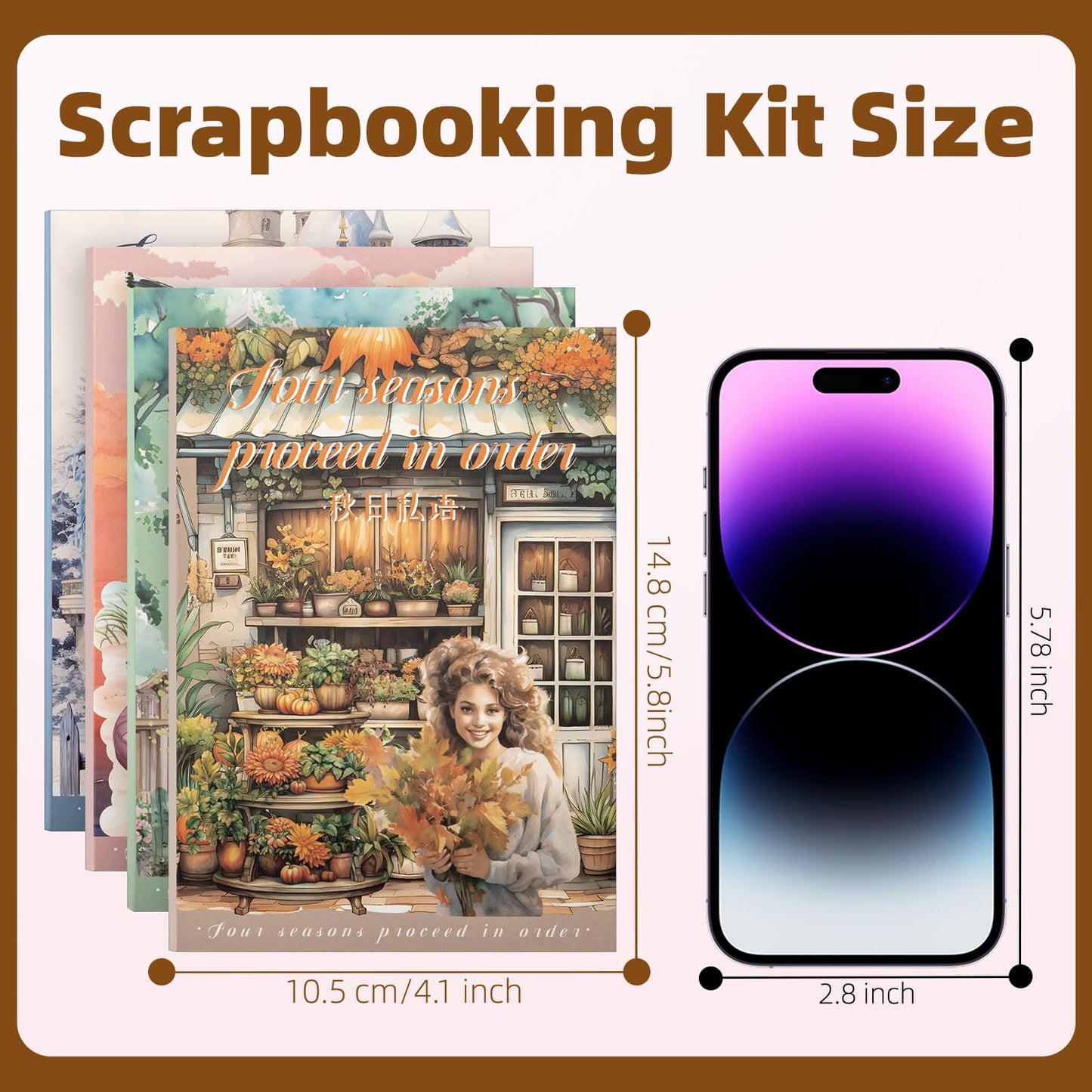 Uideyvi Four Seasons Style Stickers Scrapbooking Supplies for Junk Journal, Four Sticker Books, 80 Sheets PET Stickers