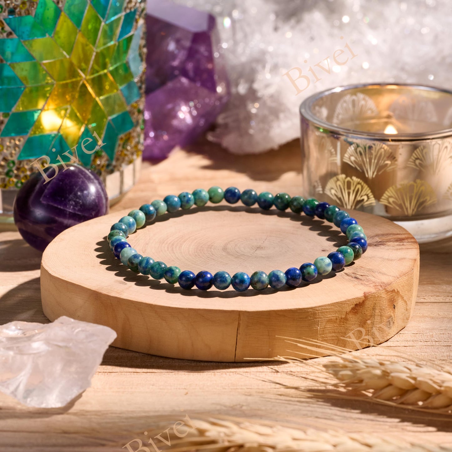 Chrysocolla-Gentle Expression-4mm Beaded Bracelets for Women Handmade Semi Precious Natural Stone Stretch Elastic Jewelry Yoga Protection Gifts