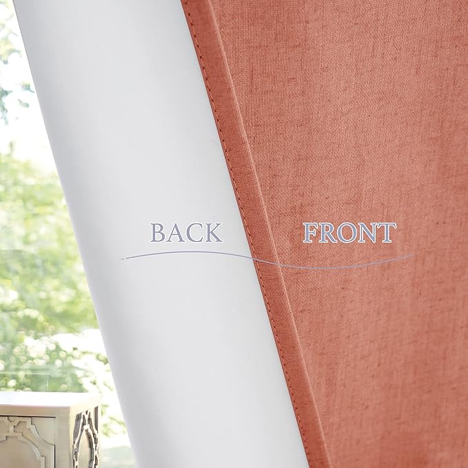 RYB HOME 100% Blackout Curtains for Small Window, Linen Textured Blend Insulating Privacy French Door Curtains Tie Up Shades for Kitchen Storage Cabinet Basement, W 12 x L 40, Brick Red, 1 Panel
