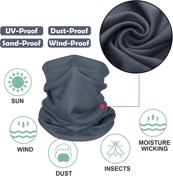 Geyoga 6 Pieces Winter Face Mask for Men UV Protection Mask Sunscreen Breathable Windproof Neck Gaiters Scarf Fishing Cycling Running (Black, Grey, Royal Blue, Navy, Green, White)