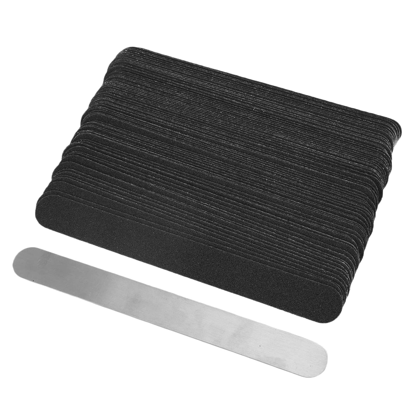 QANYEGN 100Pcs Replacement Nail File Strip Kit, Nail File with Reusable Stainless Steel Base Plate, Abrasive Layer Nail Art Files for Home Salon