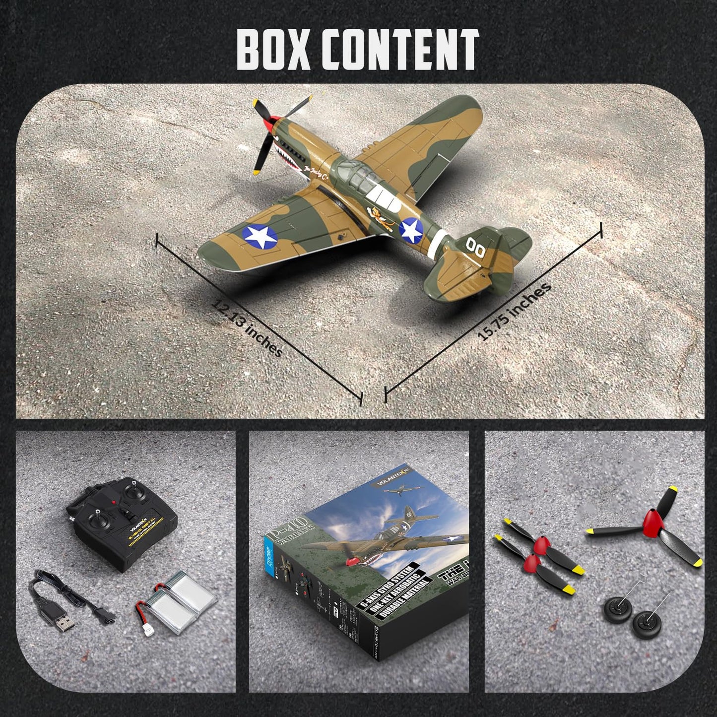 volantexrc RC Plane, 4 Channel Remote Control Airplane Fighter P40 with Aileron, 6-Axis Gyro, Aerobatics for Adults