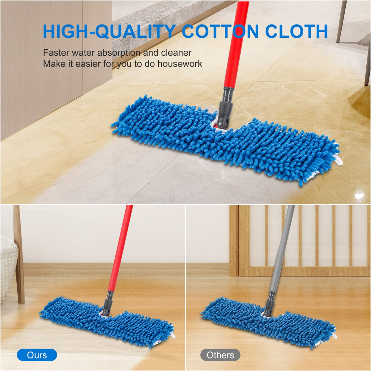 4 Pack Chenille Mop Heads Replacements Compatible with Oceda Dual (4 Count)