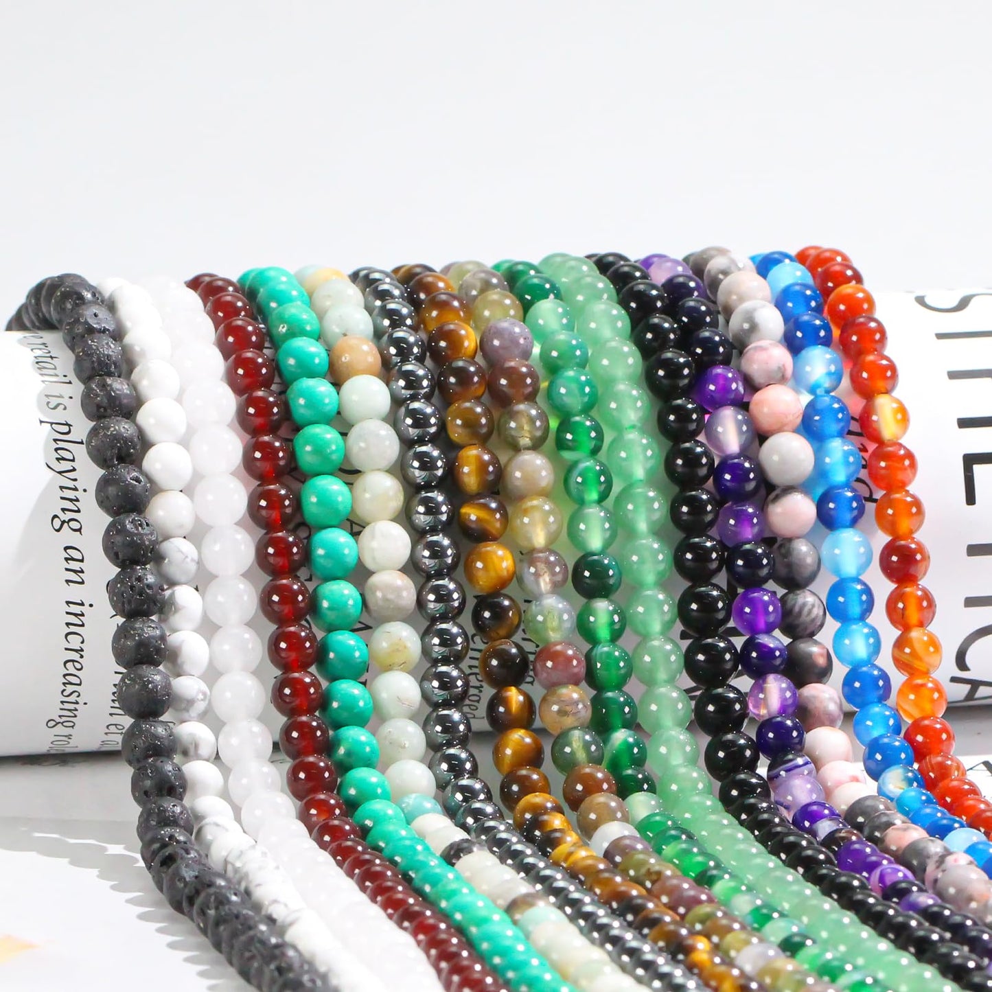 6mm Natural Gemstone Round White Jade Loose Beads for Jewelry Making Bracelets Necklace Earrings Art Craft (60-62pcs/strand)