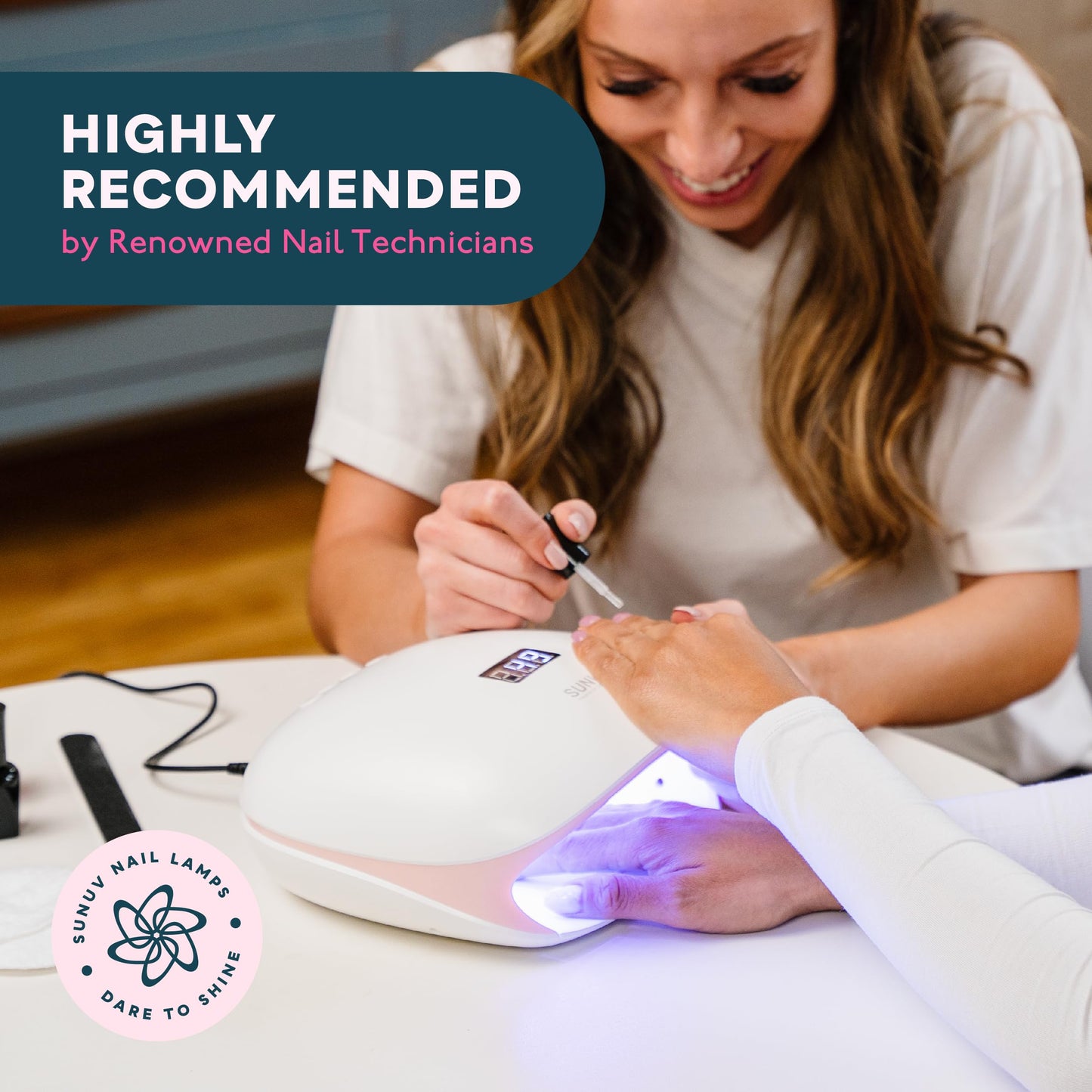 SUNUV LED UV Nail Light, UV Lamp for Gel Nails Polish with 4 Timer Settings, LCD Display Removable Base, SUN4S Pink