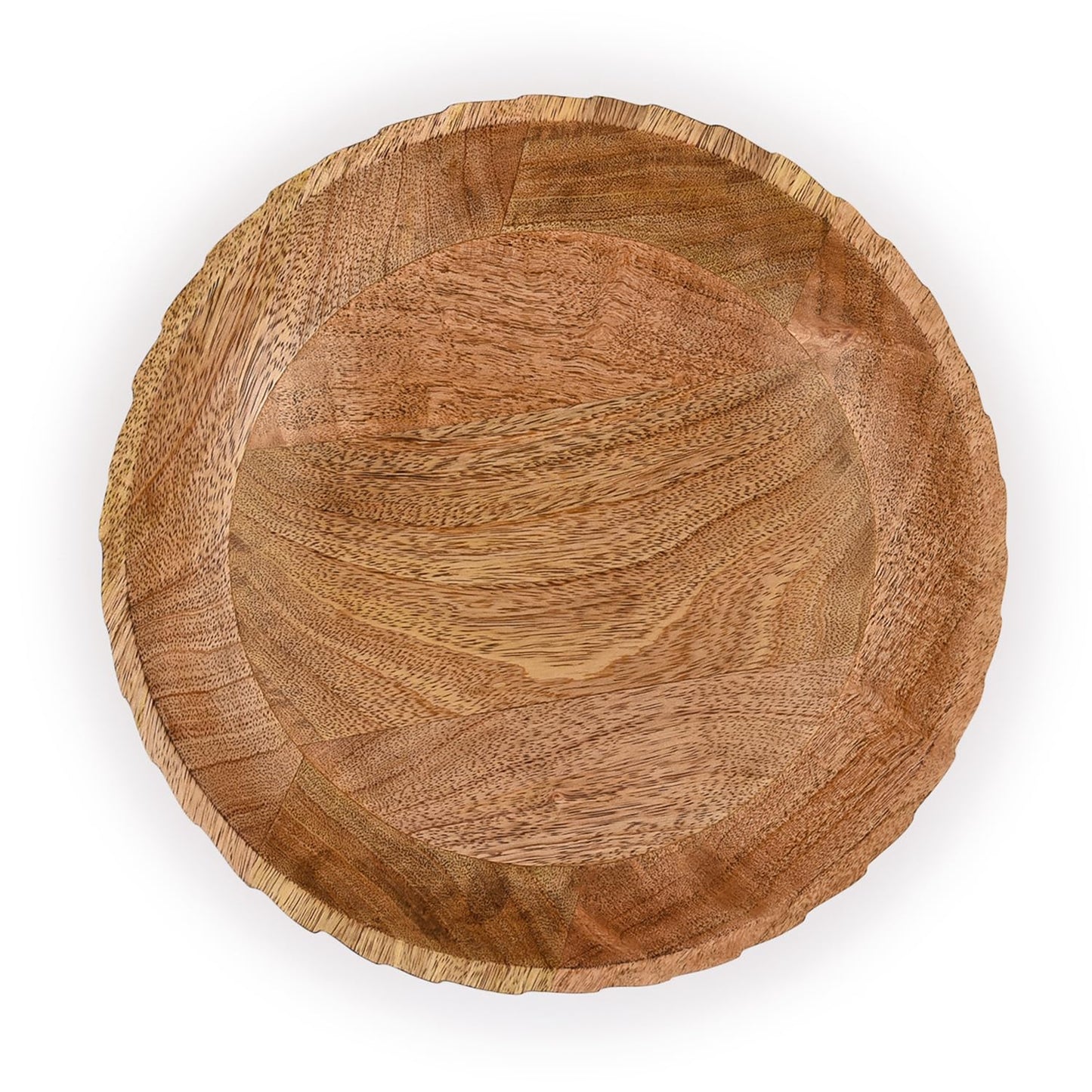 NIRMAN FRUIT BOWL Mango Wood Fruit Bowl Pedestal Bowl for Table Décor, Wooden Fruit Bowl for Kitchen Counter Pedestal Fruit Bowl, Dried Fruit (12" X 12" X 4.75")