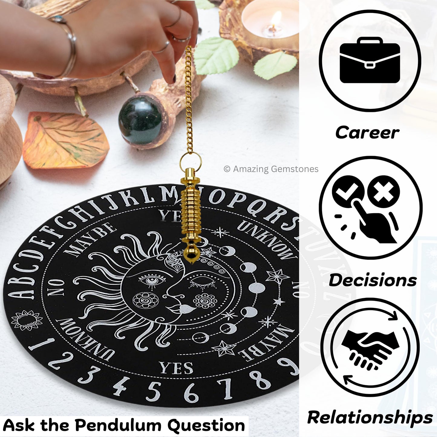 Amazing Gemstone Healing Metal Pendulums for Divination, Gold 10 Ring Double ISIS Steel Copper Pendulum High Energy Pendulo de Bronce Pendulos de Mesa MP35