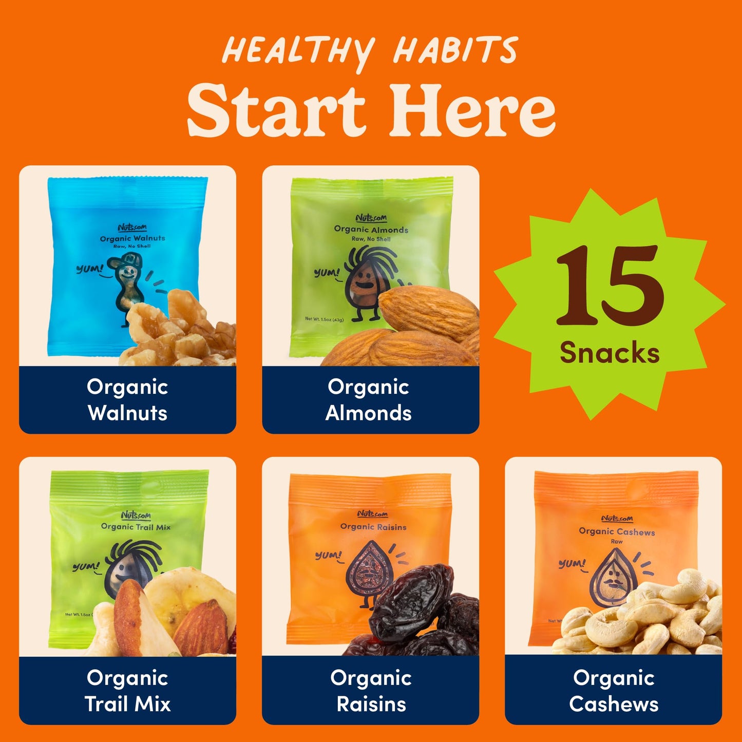 Nuts.com – Organic Dried Fruit and Nuts Variety Box – Gourmet Assortment for Festive Gifts – Includes Organic Cashews, Almonds, Walnuts, Raisins, and Trail Mix