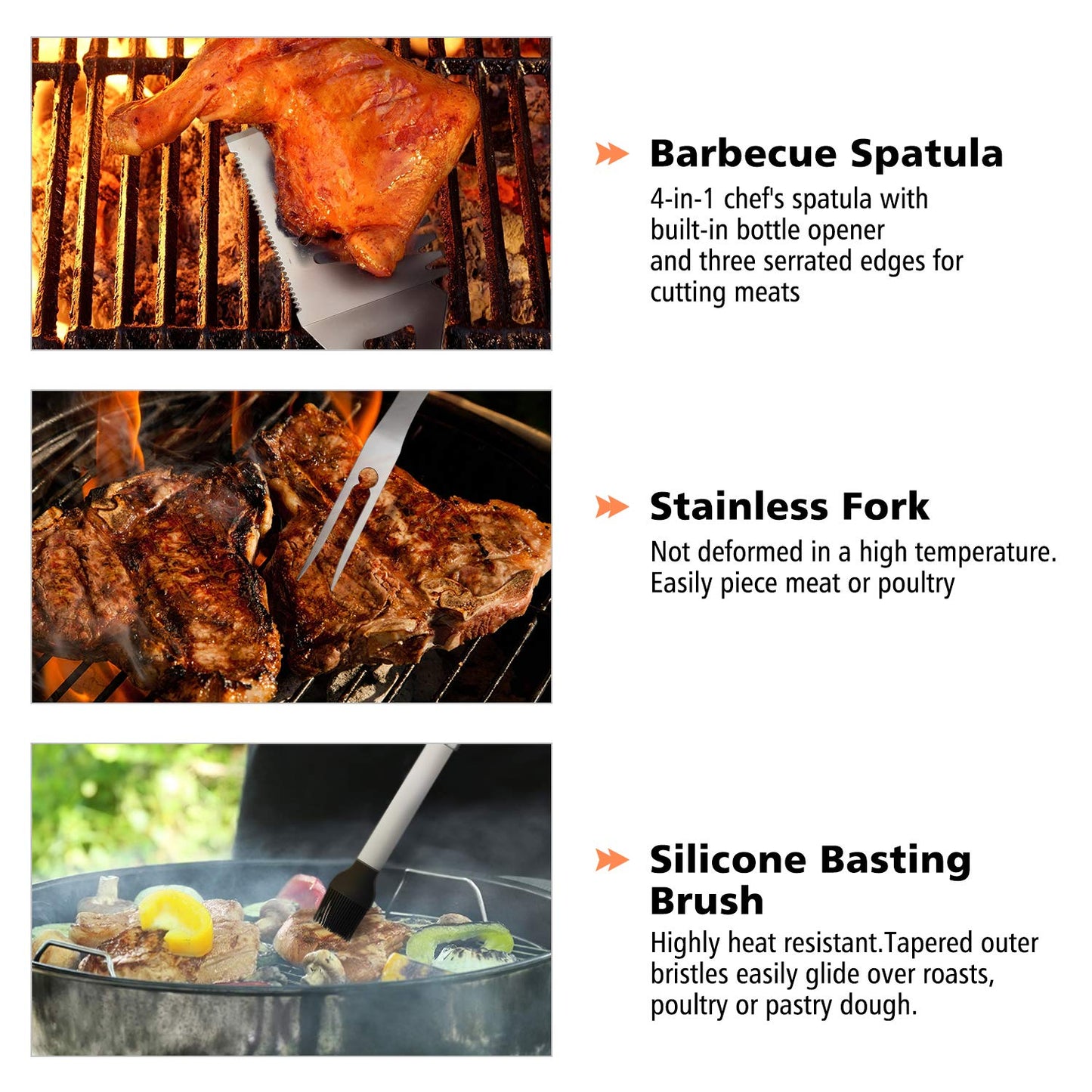 27 Pcs Grill Utensils Set for Outdoor Grill – Stainless Steel BBQ Tools Grilling Tools Set, Organized in Case with Thermometer, Injector & More – Complete Kit for Cooking, Camping & Backyard Barbeque