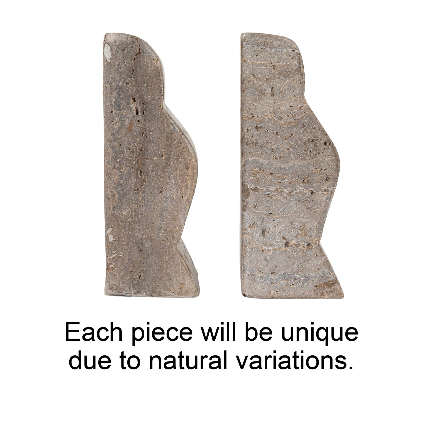 Creative Co-Op Decorative Travertine Wave Bookends, Grey
