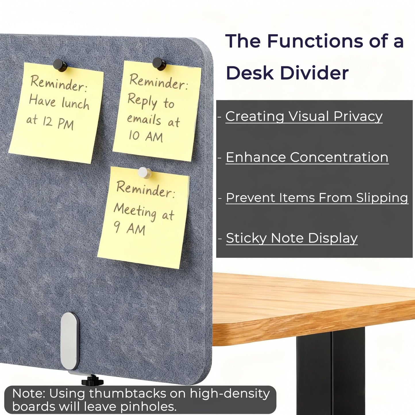 Vandebiao Clamp-On Desk Divider, 48 x 18 Inch Desktop Privacy Partition Panel for Office and Home Workspace - Gray