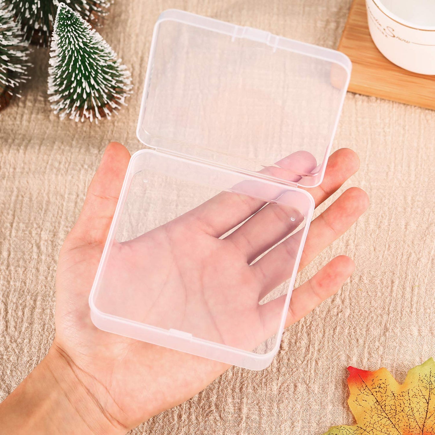 SATINIOR 12 Pack Beads Organizer Box Clear Plastic Beads Storage Containers Box with Hinged Lid for Bracelet Making DIY Jewelry Craft Nail (3.70 x 3.70 x 1.18 Inch)