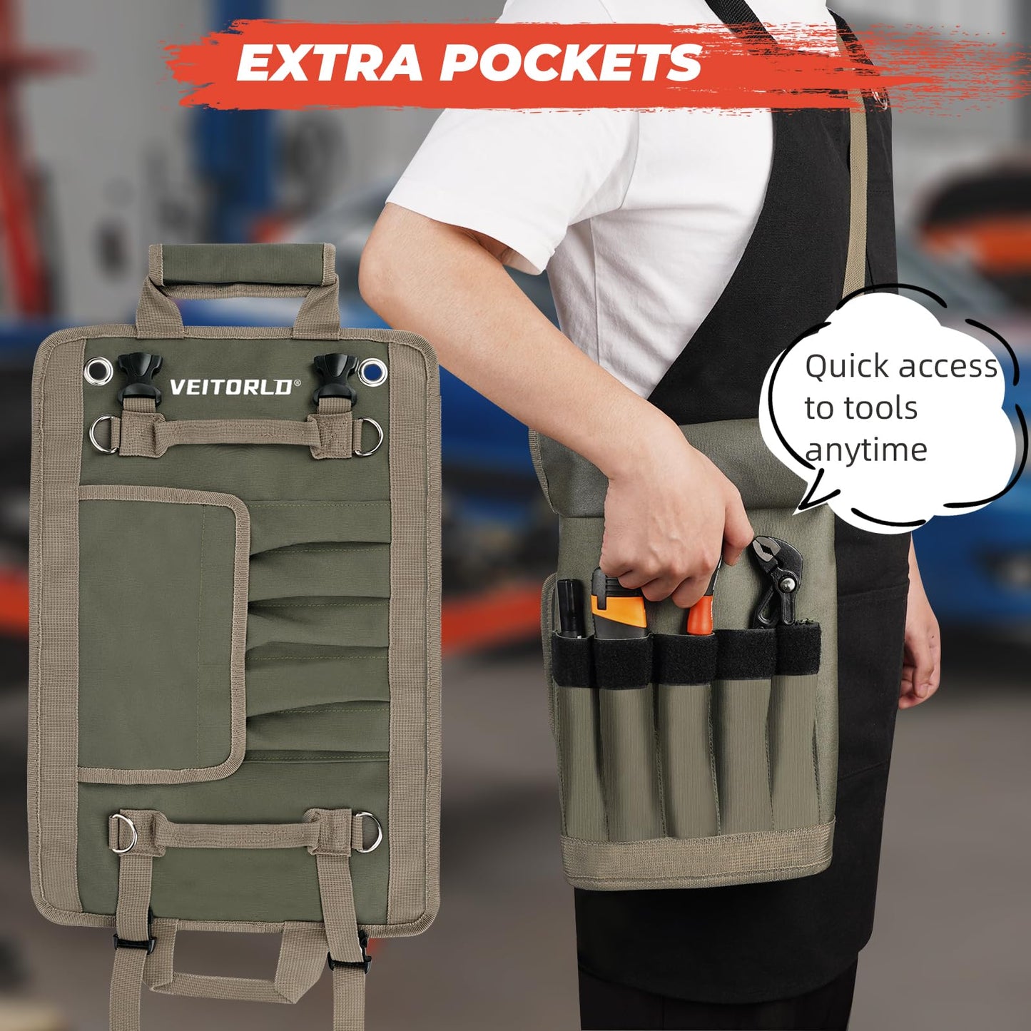 Veitorld Tool Roll Up Bag Power Tool Organizer, Heavy Duty Modular Wall Mount Rack for Garage, Tool Storage Organizer - Christmas Birthday Gifts for Men Dad Him Husband