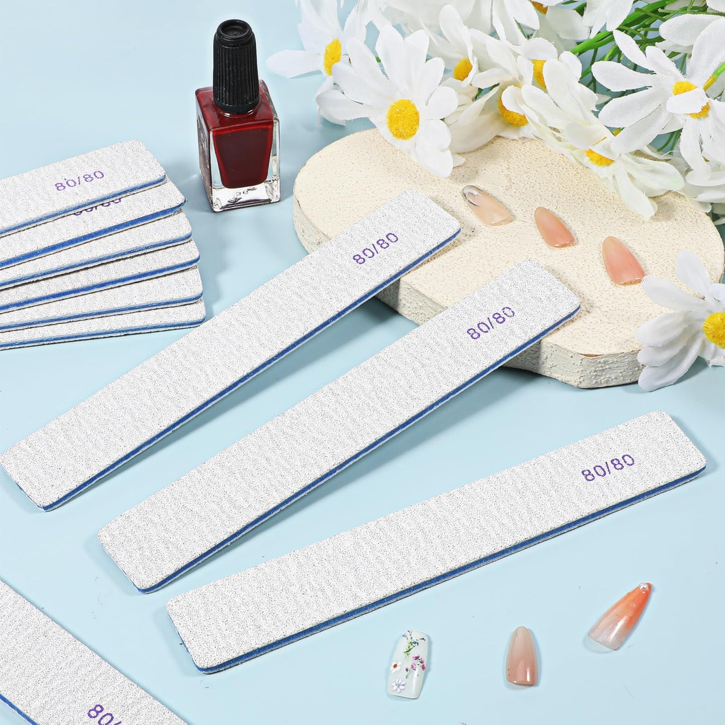 60 PCS 80/80 Grit Nail Files, Professional Double Sided Acrylic Nails Emery Boards for Acrylic Nails, Fake Nails, Manicure Tools