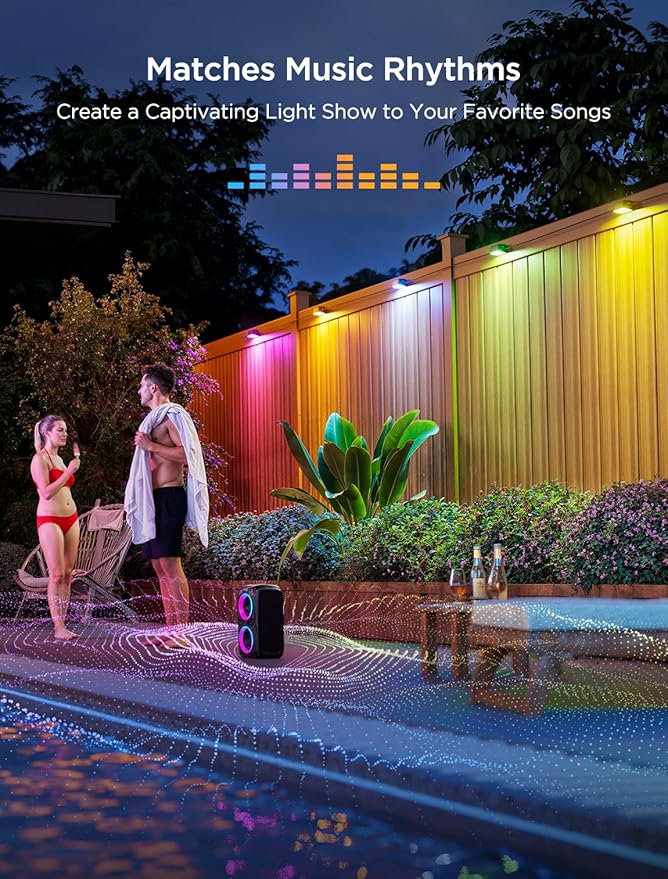 Govee Outdoor Deck Lights, Smart WiFi Outdoor Lights Work with Alexa, Google, Matter, App Control, IP65 Waterproof, Color Changing Fence Lights for Fence, Patio Decoration, Wired 18 Packs (112ft)