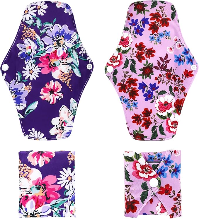 Reusable Menstrual Pads, Breathable Mesh Surface Cloth Pads for Heavy Flow with Wet Bag, Large Sanitary Pads Set with Wings for Women, Washable Overnight Cloth Panty Liners Period Pads