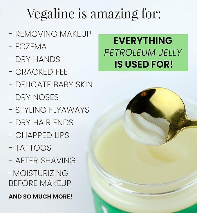 Beesaluxe Vegaline - 100% Natural, Vegan & Hypoallergenic Alternative to Petroleum Jelly - Unpetroleum - Lips, Hands, Baby, Makeup Remover and More (0.33 Ounce Wand)