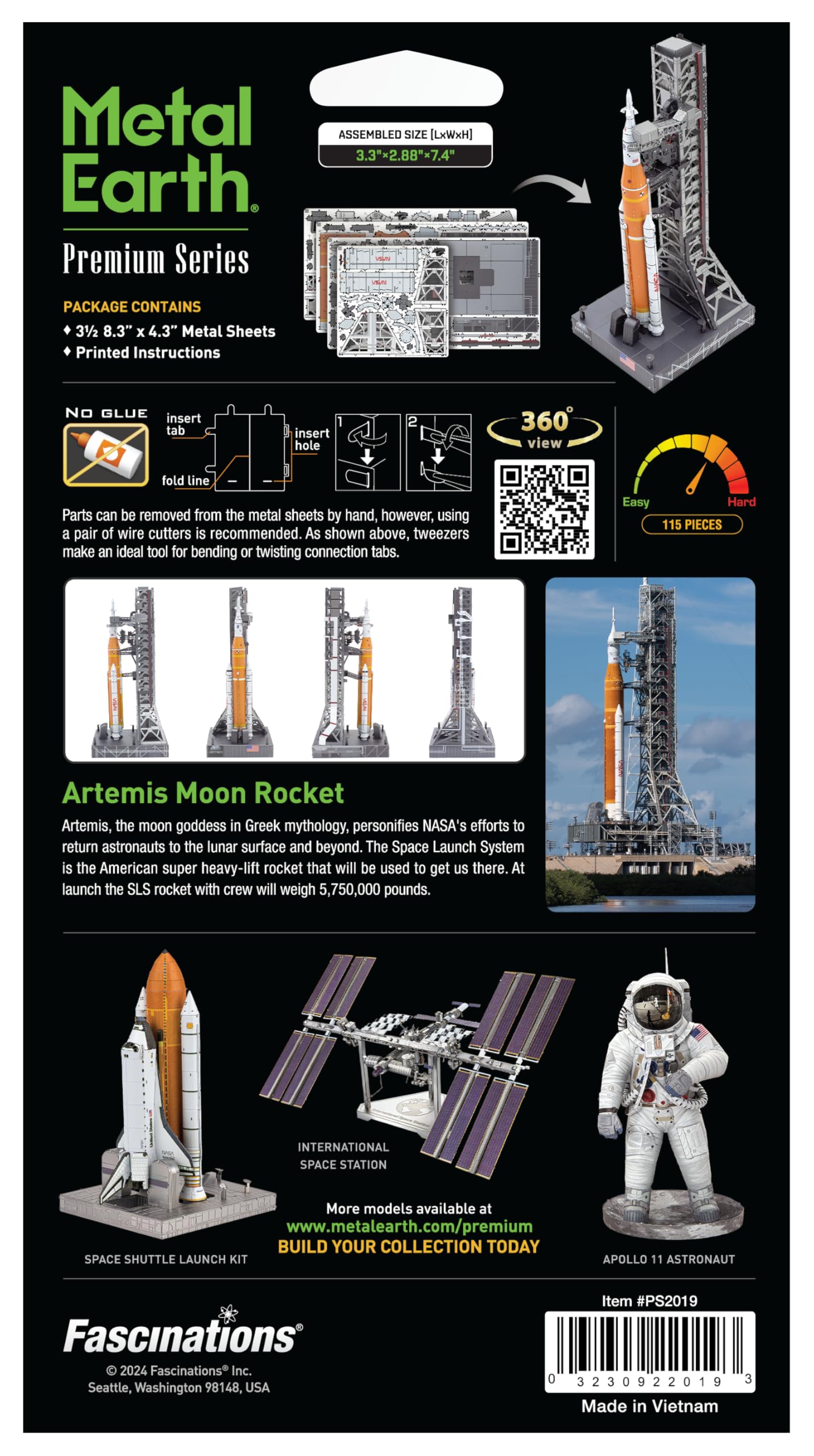 Metal Earth Premium Series Artemis Moon Rocket 3D Metal Model Kit Fascinations
