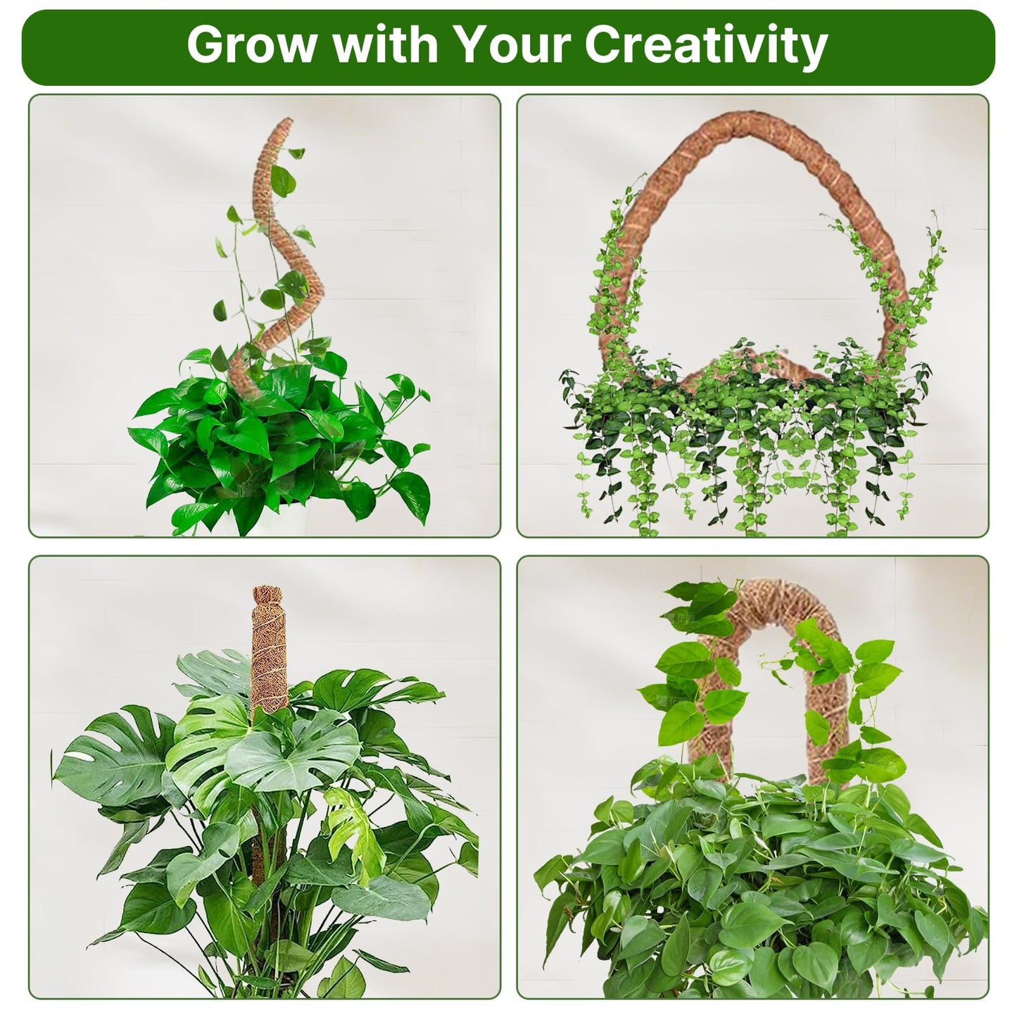 48 Inch Bendable Moss Pole for Plants Monstera, Coir Plant Pole Stick, Support Stake for Climbing Plants Indoor, Pothos, Philodendron, Moss Pole kit, Plant Support Stake for Plants Indoor