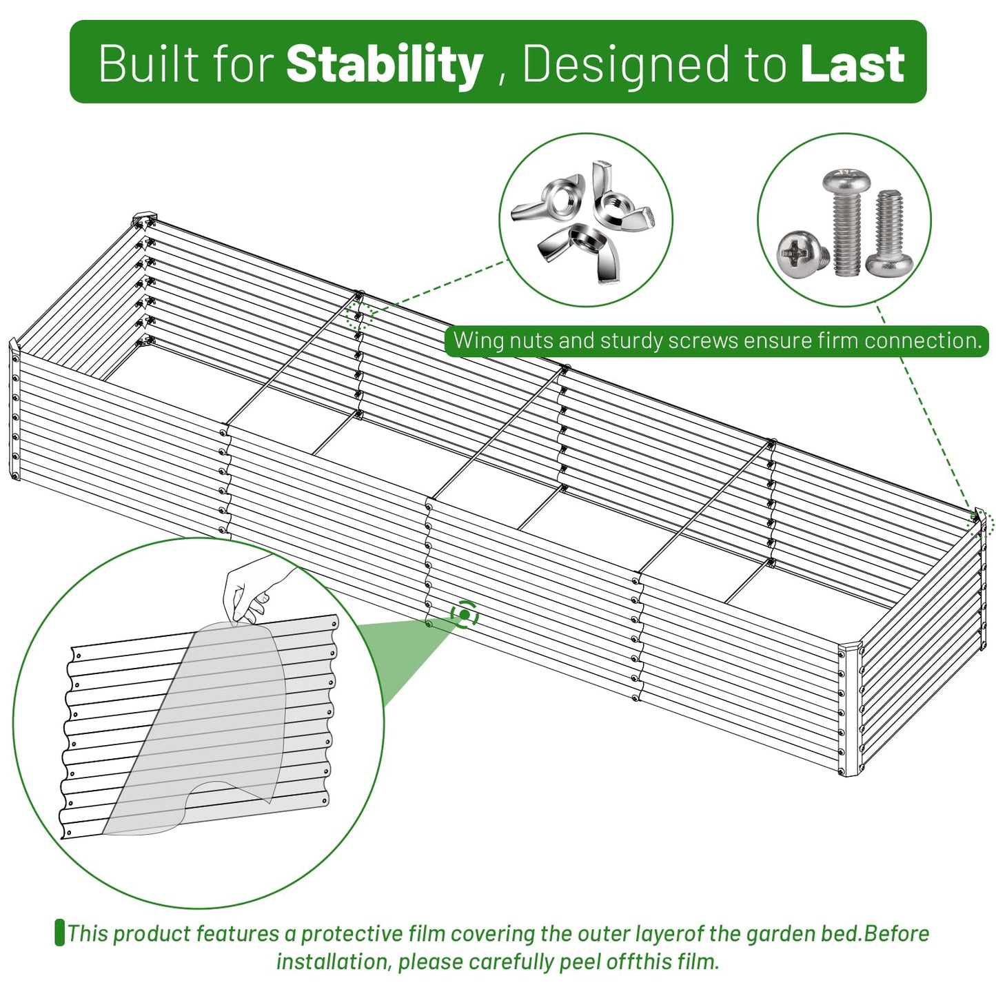 SnugNiture 2-Pack 8x2x2FT Galvanized Raised Garden Bed Kit, Metal Planter Box for Planting Plants Vegetables, Brown