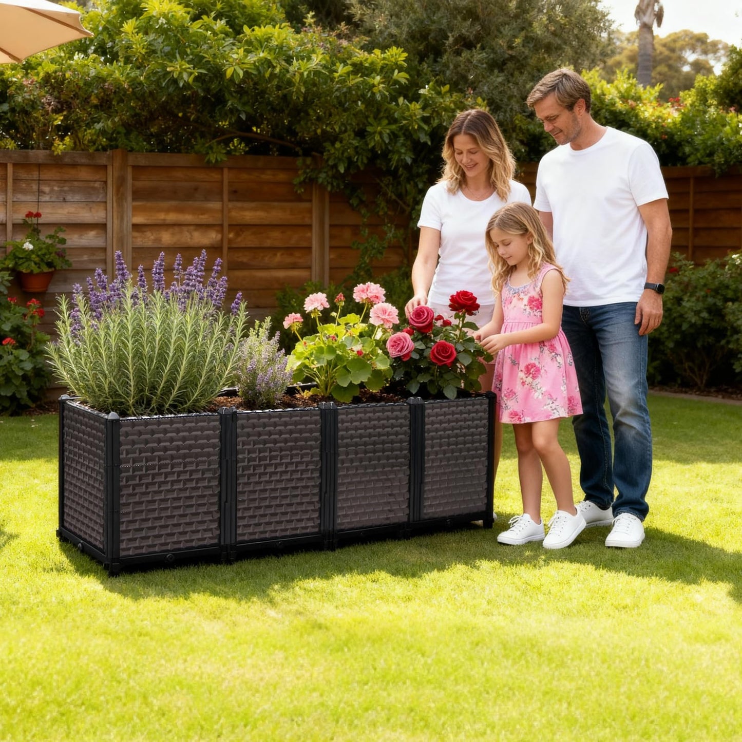 Large Planters for Outdoor Plants - Deepened 20" H, Raised Beds for Gardening Self Watering, Elevated Planter Box with Legs, Rectangular Garden Planters for Outdoor Plants Flowers, 62.9"L x 15.7"W