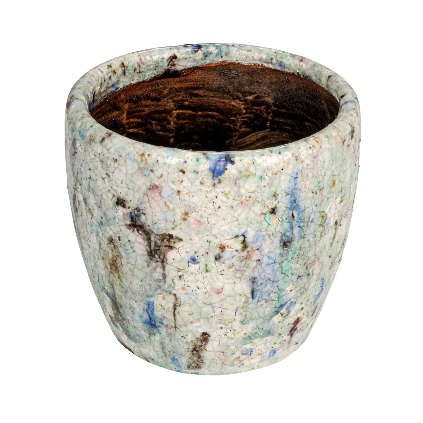 Creative Co-Op Terra-Cotta Planter with Crackle Glaze, Blue